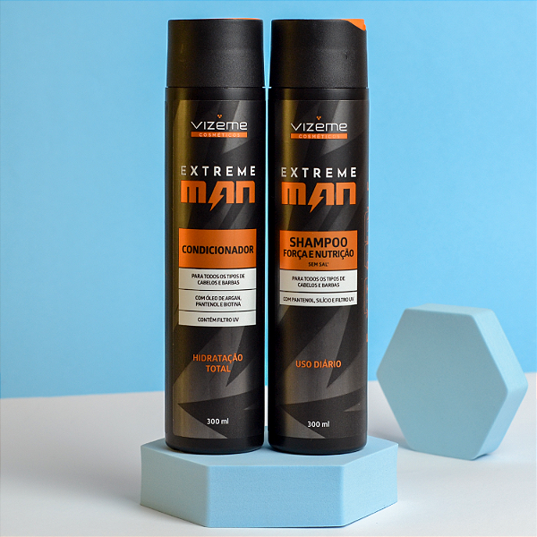 Kit  Shampoo Força e Nutrição + Condicionador Masculino (2 produtos) - Extreme Man  - Vizeme