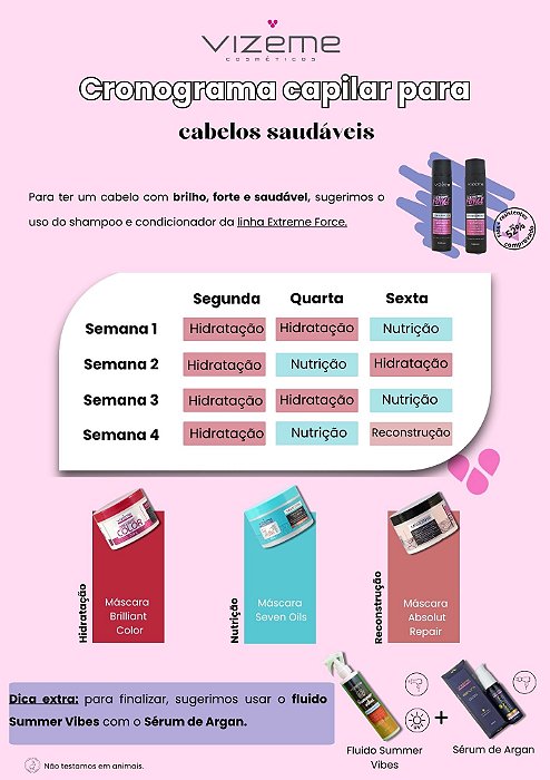 Cronograma capilar para cabelos saudáveis (7 produtos)