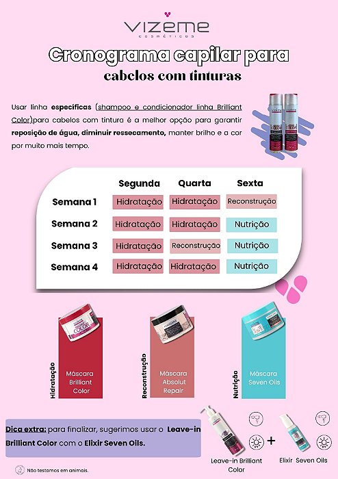 Cronograma capilar para cabelos com tinturas (7 produtos)