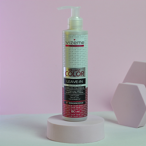 Leave-In para cabelos coloridos - Brilliant Color 180g - protege a cor por mais tempo - termprotetor e filtro UV - Vizeme