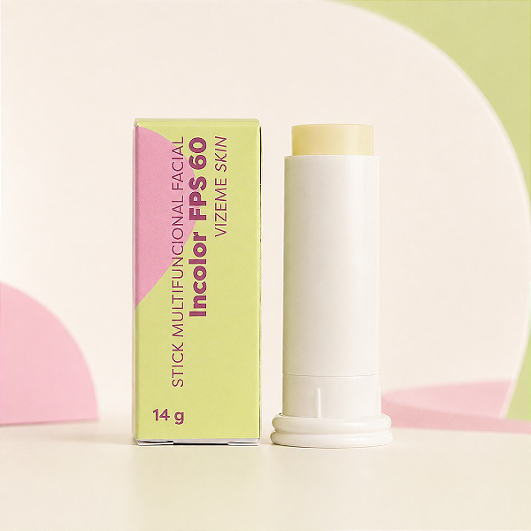 Stick Multifuncional Facial Incolor FPS 60 Vizeme Skin 14g – Proteção & Toque Seco