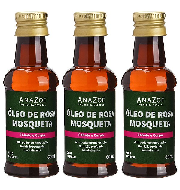 Kit Óleo de Rosa Mosqueta Cabelo e Corpo 60ml Anazoe 3 Unidades