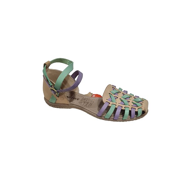 Sandália grande Couro legítimo NEW FACE - FLAT MUSGO