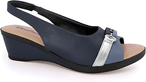 Sandália Confortável em couro legítimo original USAFLEX - TAMANCO NEW BLUE
