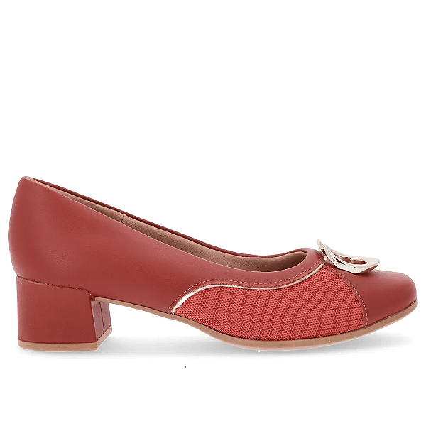 sapato ???? Confortável em couro legítimo original USAFLEX - SCARPIN BLOCO TELHA