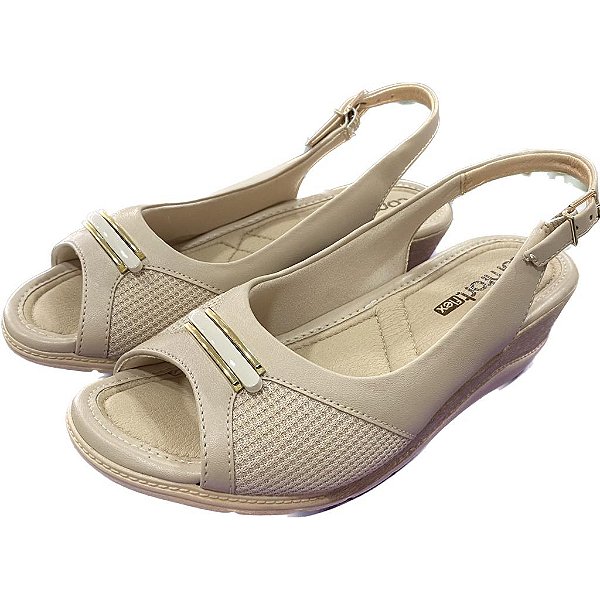Sandália Comfortflex conforto total - Peep Toe Nude
