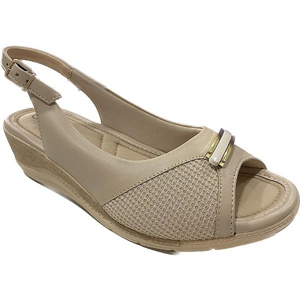 Sandália Comfortflex - Peep Toe Nude