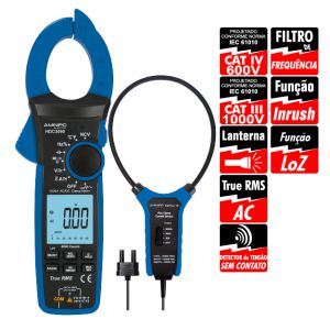 Alicate Amperimetro Digital, 6.000 contagens, True RMS, CAT IV Minipa HDC-3090