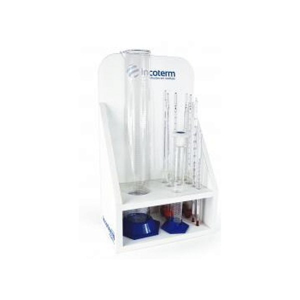 Suporte de Balcão em MDF com Cavidades para Provetas 100 e 1000ml, 06 densímetros e 02 termômetros Incoterm 5186.2