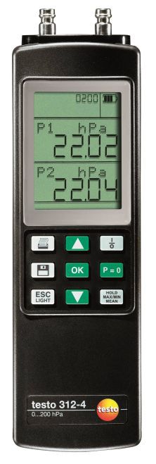 Manômetro de medição de pressão diferencial até 200 hPa - Testo 312-4