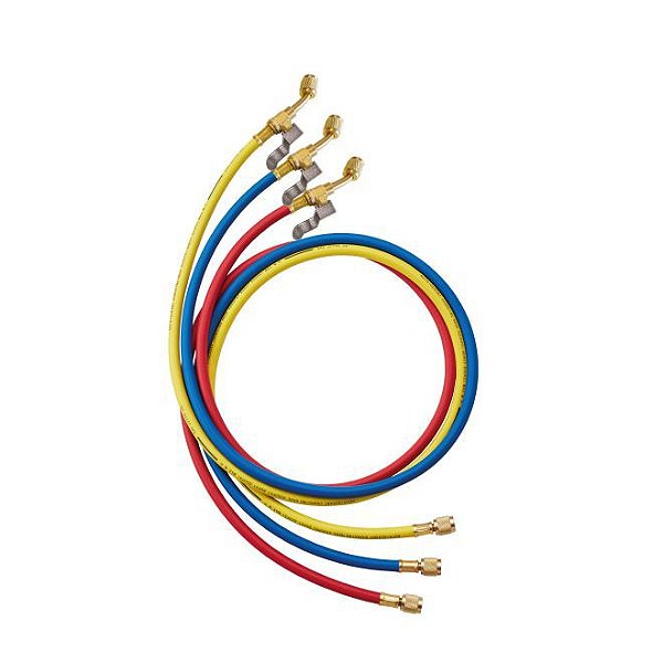 Conjunto de 3 Mangueiras de 1/4" com Válvulas (azul, vermelho, amarelo) - Testo 0086 0063