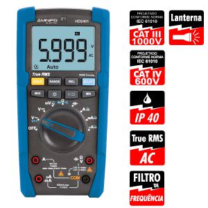 Multímetro Digital CAT IV/600V, True RMS Minipa HD2401