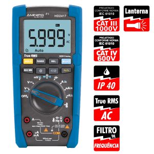 Multímetro Digital CAT IV/600V, True RMS - Minipa HD2417