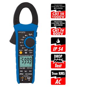 Alicate Amperímetro Digital 6.000 contagens/ CAT IV 600V/  True RMS Minipa HDC3000 A