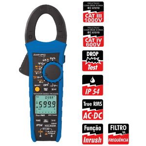 Alicate Amperímetro Digital 6.000 contagens/ CAT IV 600V/  True RMS Minipa HDC3020 A