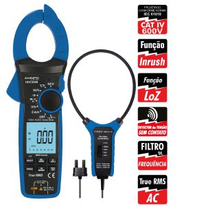 Alicate Amperimetro Digital, 6.000 contagens, True RMS HDC3090