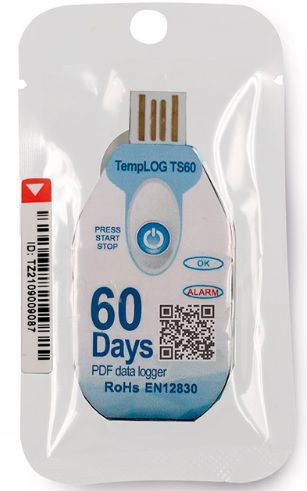 Data Logger descartável 60 dias TempLOG -30+60C  RoHs EN12830 - Incoterm TS60