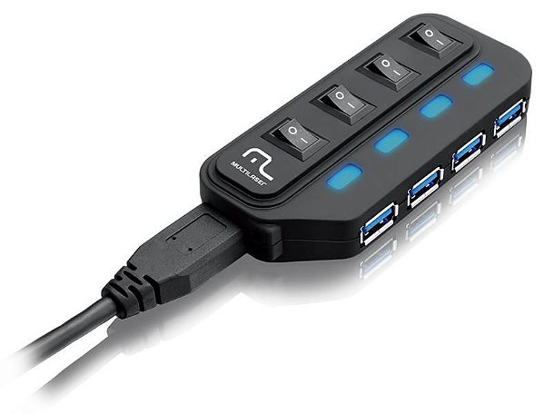 AC. HUB USB SLIM 3.0 4 PORTAS PRETO