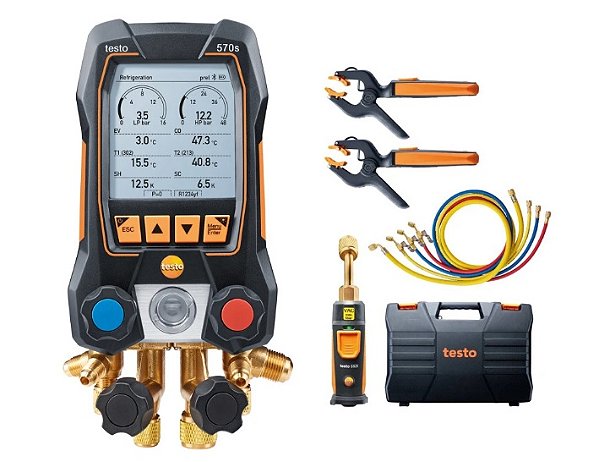 Kit Smart Vacuo Manifold Digital 570S com Datalogger e Válvulas de 4 Vias acompanha 4 Mangueiras - TESTO 0564 5703