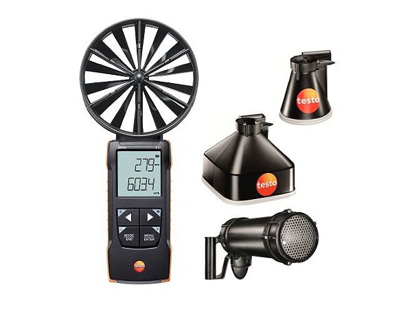 Anemômetro de Palhetas com Funis de Medição e Retificador de Fluxo - Testo 417 kit 2