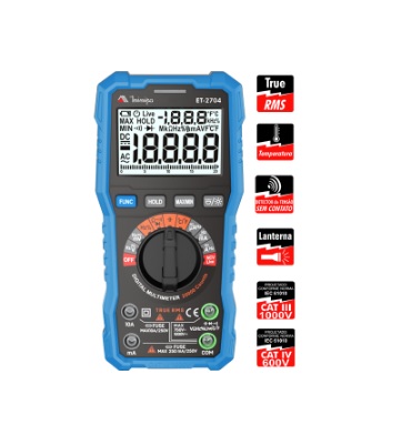 Multímetro Digital CAT IV 600V / TRUE RMS / NCV/LIVE / 20.000 Contagens  / Data Hold