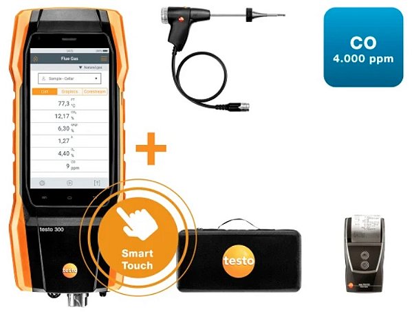 Analisador de gases de combustão com impressora - Testo 300 - 0564 3002 71