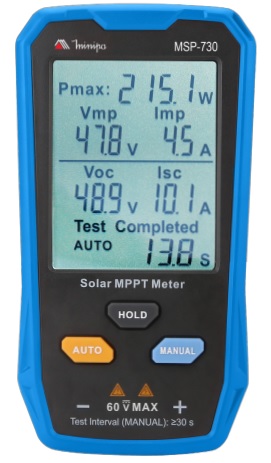 Medidor de Potência Solar 12V a 60V / 5W a 800W Minipa MSP-730