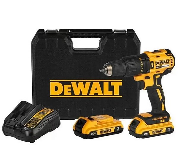 Parafusadeira Furadeira Impacto Bateria 20V Max Brushless Malet Carregador 2 Baterias 2AH 1/2 Bivolt Dewalt DCD7781D2-BR