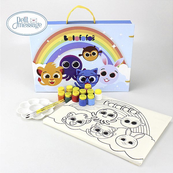 Maleta com Kit Pintura G Tela Riscada 35 x 25 cm