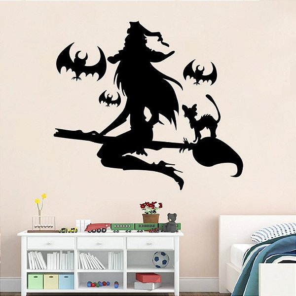 Adesivo De Parede Halloween Bruxa 02-m 53x75cm