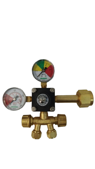 Manômetro Regulador de Pressão CO2 - FAMABRAS 2 saidas