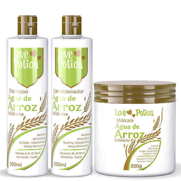 Kit Água de Arroz - Shampoo + Máscara + Condicionador - Love Potion