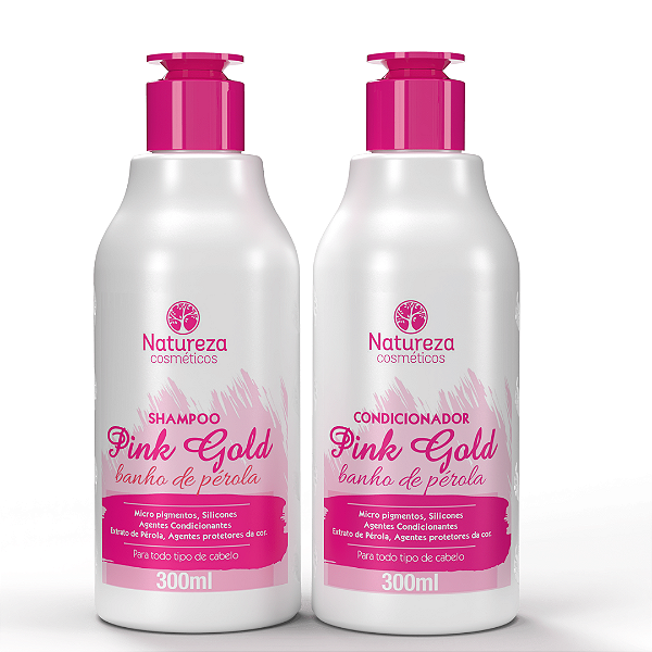 Home Care Pink Gold -  Shampoo e Condicionador 300ml - Natureza Cosméticos