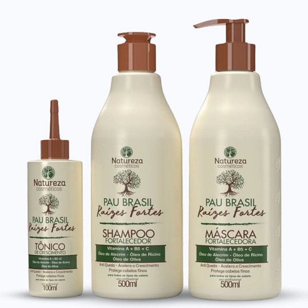 Kit Pau Brasil (Tônico 100ml + Shampoo + Máscara 500ml) - Natureza Cosméticos