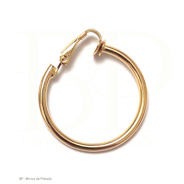 Argola de Pressão de Tubo com Clipe Escondido - Estilo Único e Elegante - Acarajé Banho Ouro 18K