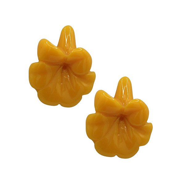 Brinco de Pressão Flor Acrílica Vermelho Hibisco ou Amarelo Manga | Clipe Prata 925 | 3,50 x 3,00 cm | Leve e Estiloso