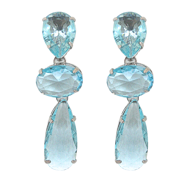Brinco de Pressão Pretiosus Raridade - Uma Pérola de Elegância - Aquamarine Prateado