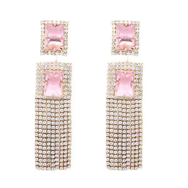 Brinco Pretiosus Majestoso - Elegância Real em Cristais e Zircônia Rose Dourado
