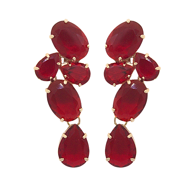 Brinco de Pressão Pretiosus Resplandor - Elegância Imóvel e Brilho Deslumbrante  - Vermelho  Dourado