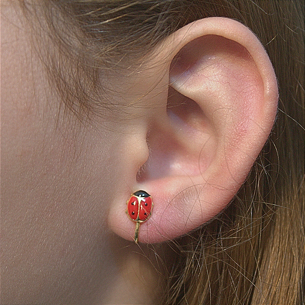 Brinco de Pressão Infantil BP - Joaninha | Banho Ouro 18K ou Prata 925