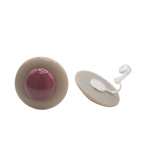 Brinco de Pressão Acrílico Cremoso Duo Vinho & Fendi Claro | Clipe Francês Ajustável Ouro 18K | 3,00 cm | Coleção Mocha 2025