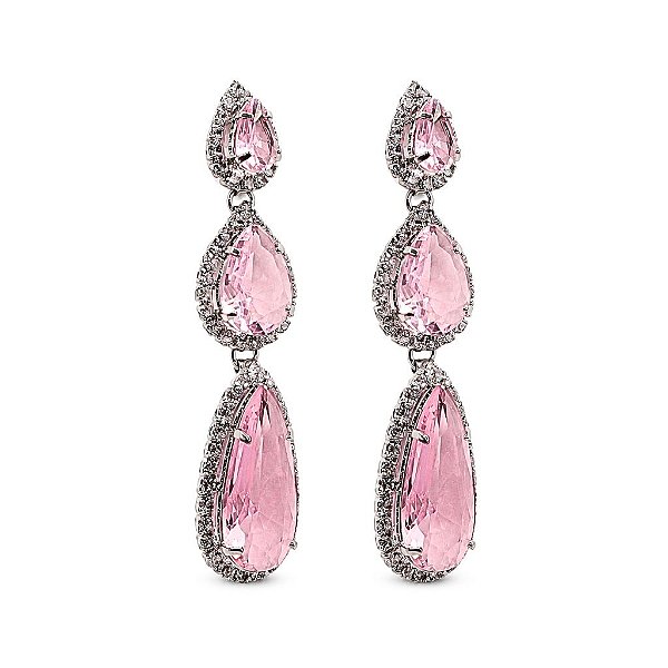 Brinco de Pressão BP Cascata de Luz com Cristais Rosé