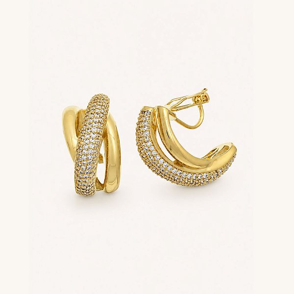 Brinco de Pressão BP Lumière Enlace Banho no Ouro 18K