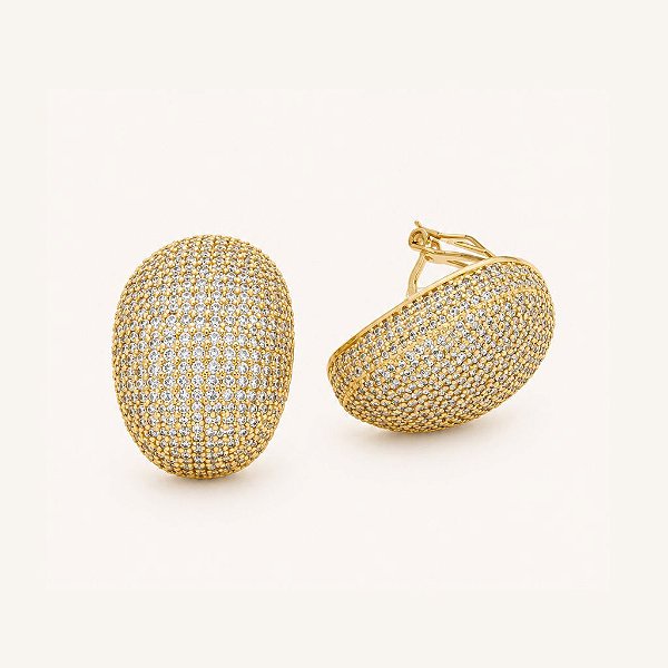 Brinco de Pressão BP Lumière Ellipse Banho no Ouro 18K
