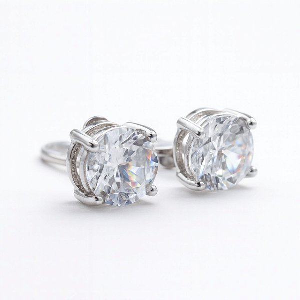 Brinco de Pressão Solitário Redondo com Zircônia | Elegância Delicada e Sofisticada - Prateado