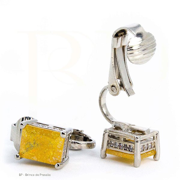Brinco de Pressão Delicado - Yellow Prateado