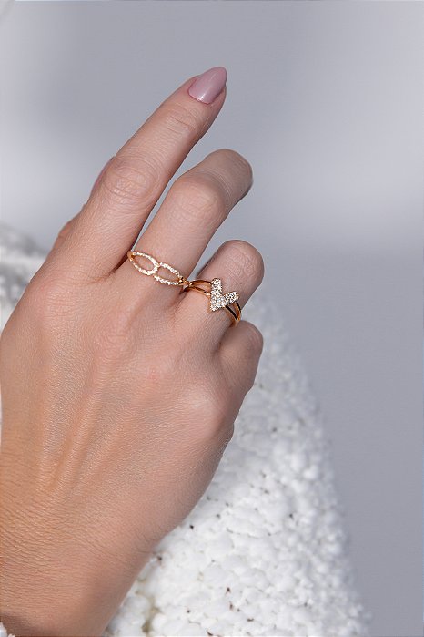 Anel infinito cravejado n.º 22 dourado