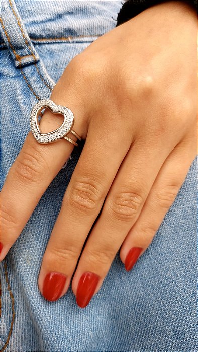 Anel coração vazado zircônia n.º 14