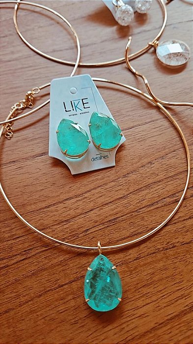 Conjunto aro gota fusion verde