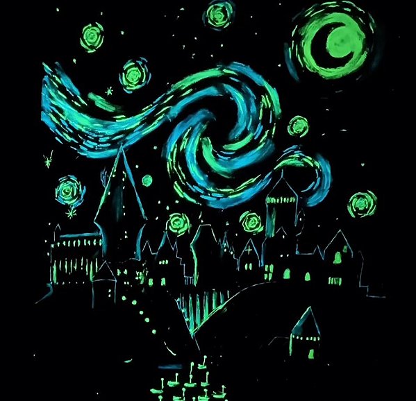 900ml de Tinta Corion p/ Quadros e Pinturas Glow Brilha Escuro. Brilha No Escuro Sem Luz Negra